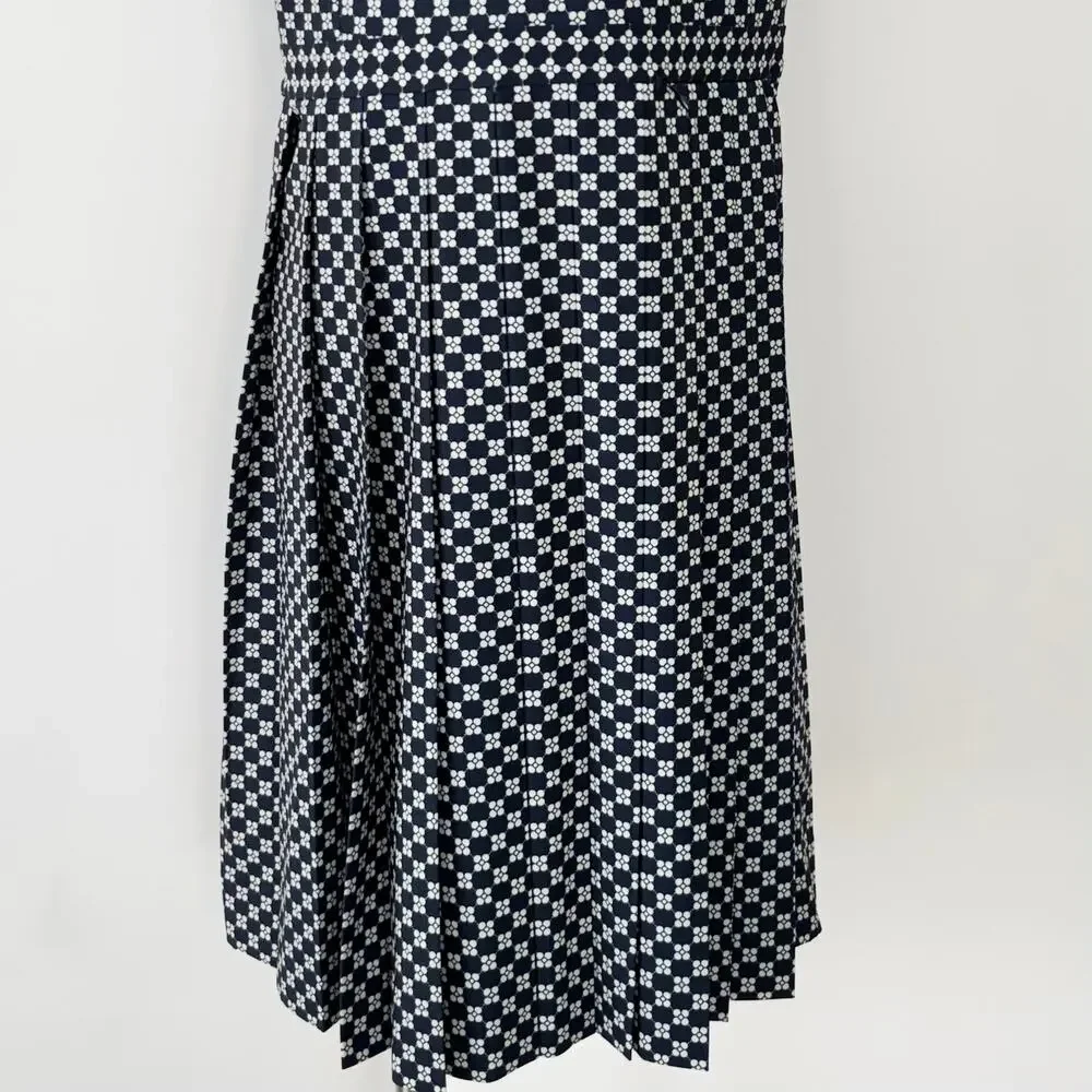 Tory Burch Performance Pleated Golf Dress Sleeveless Navy White Print XL NWOT